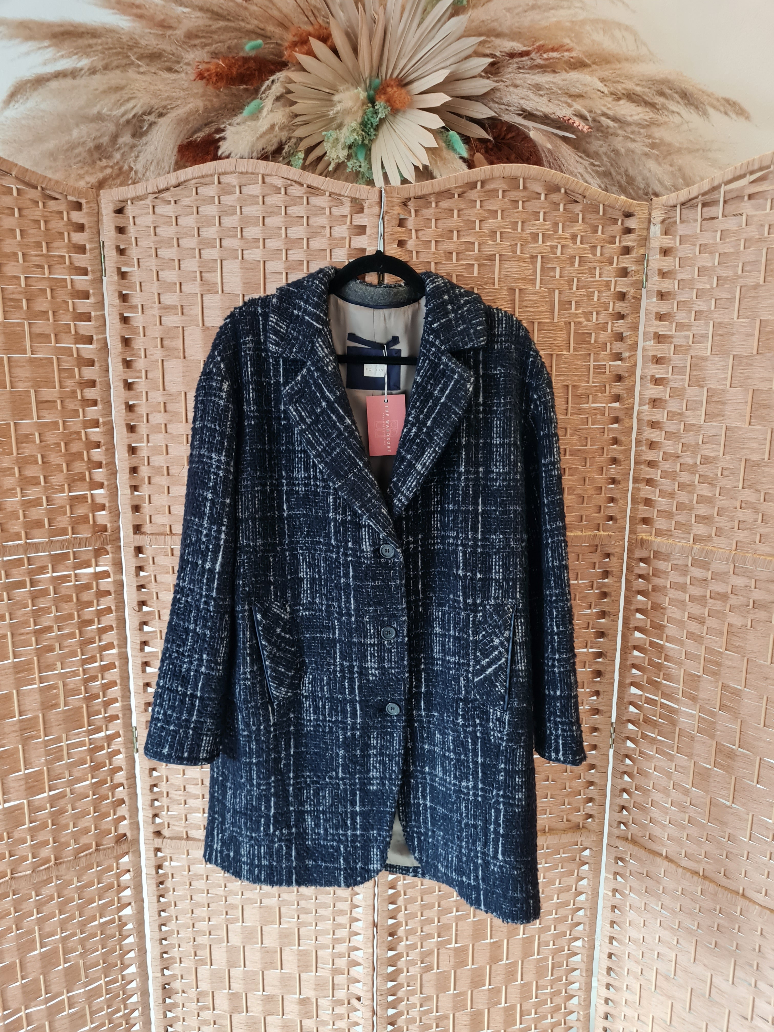 3530229 Navy Check Coat