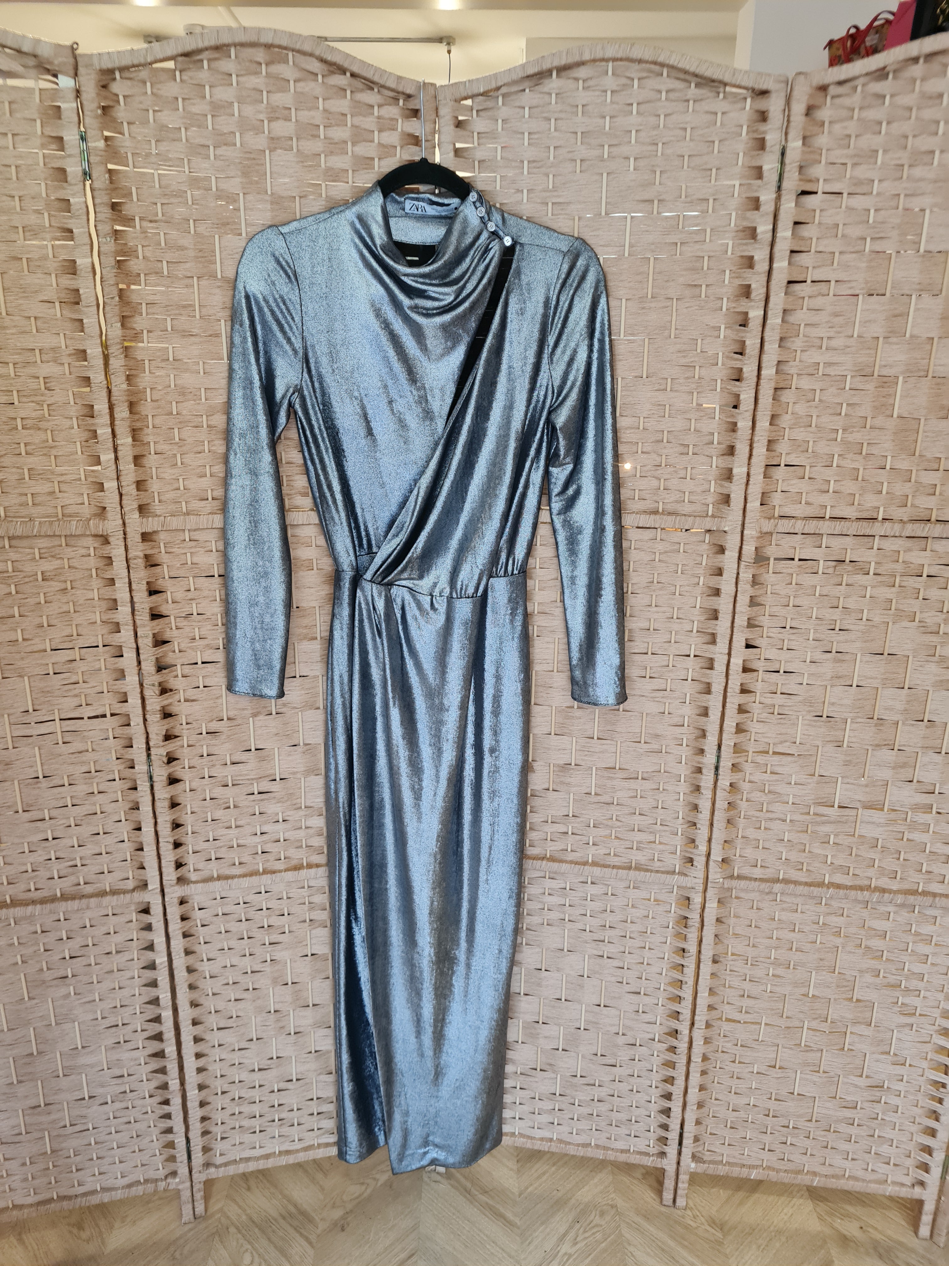 Zara Silver maxi dress S – The Wardrobe