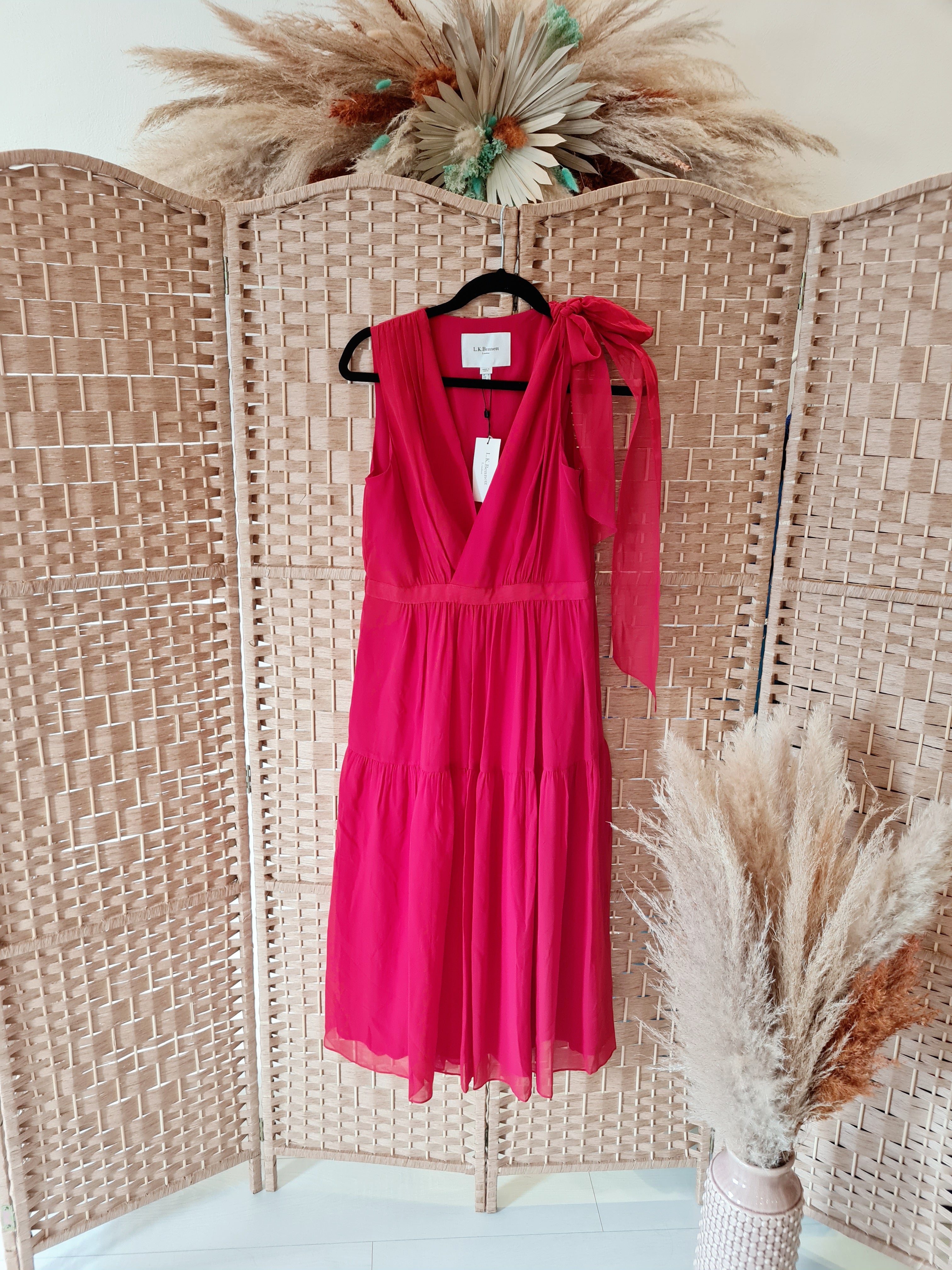 LK Bennett Red Chiffon Dress Size 10 (New £295) – The Wardrobe