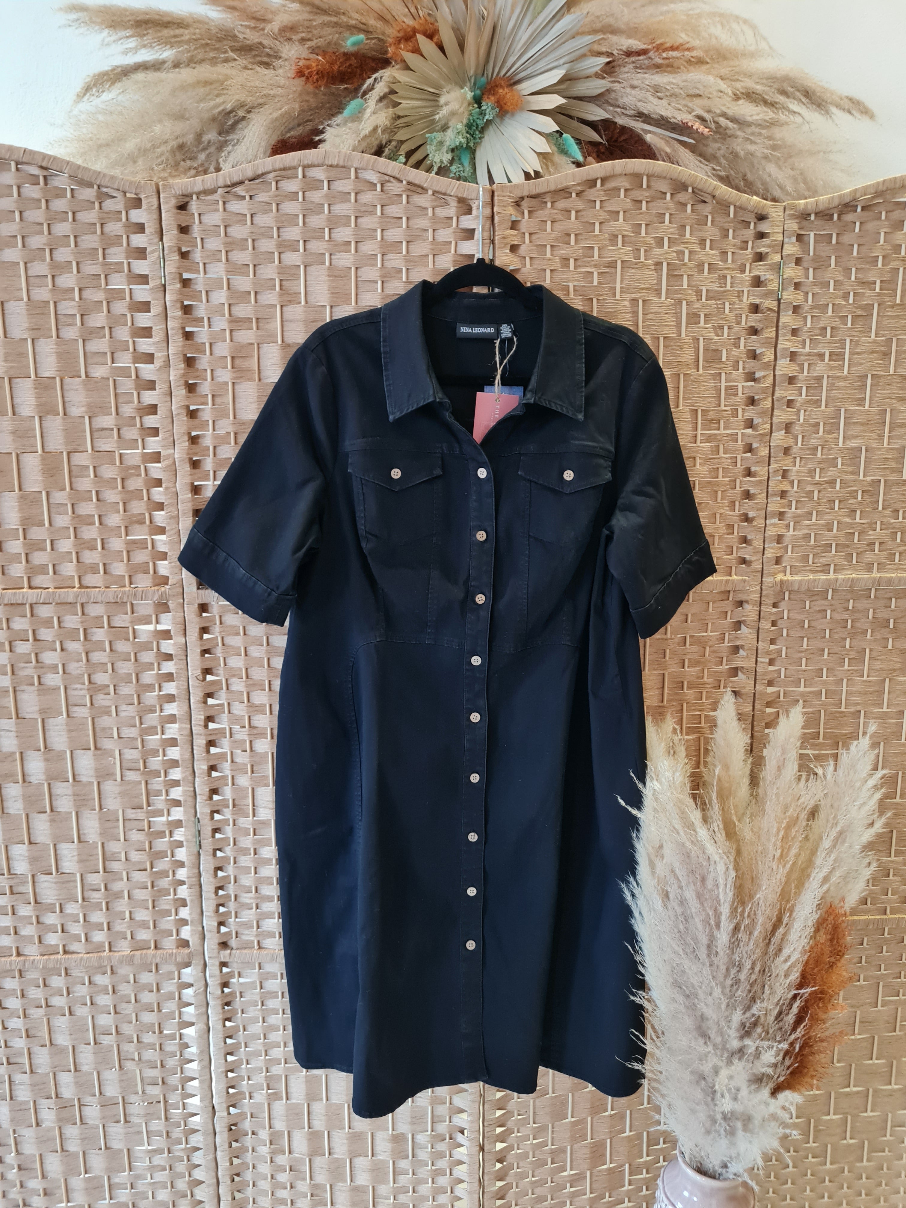 Nina Leonard Black Denim Shirt Dress Size 2XL – The Wardrobe