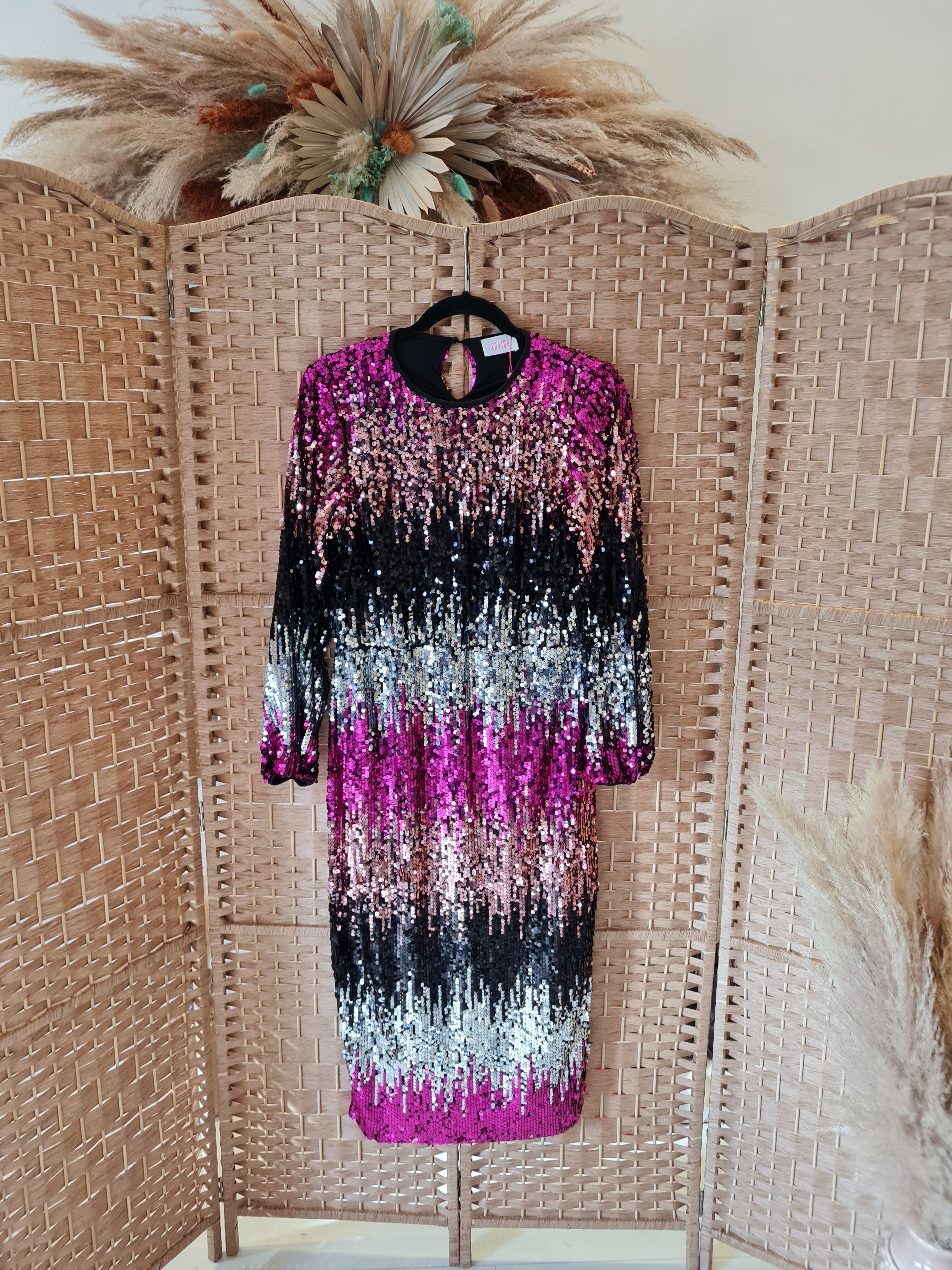 Savida pink sequin dress M New – The Wardrobe