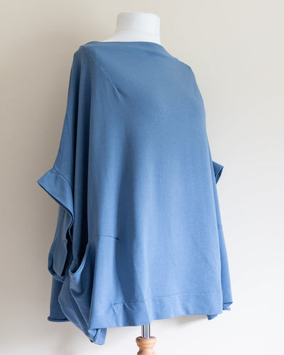 Wide cowl neck top in Blue