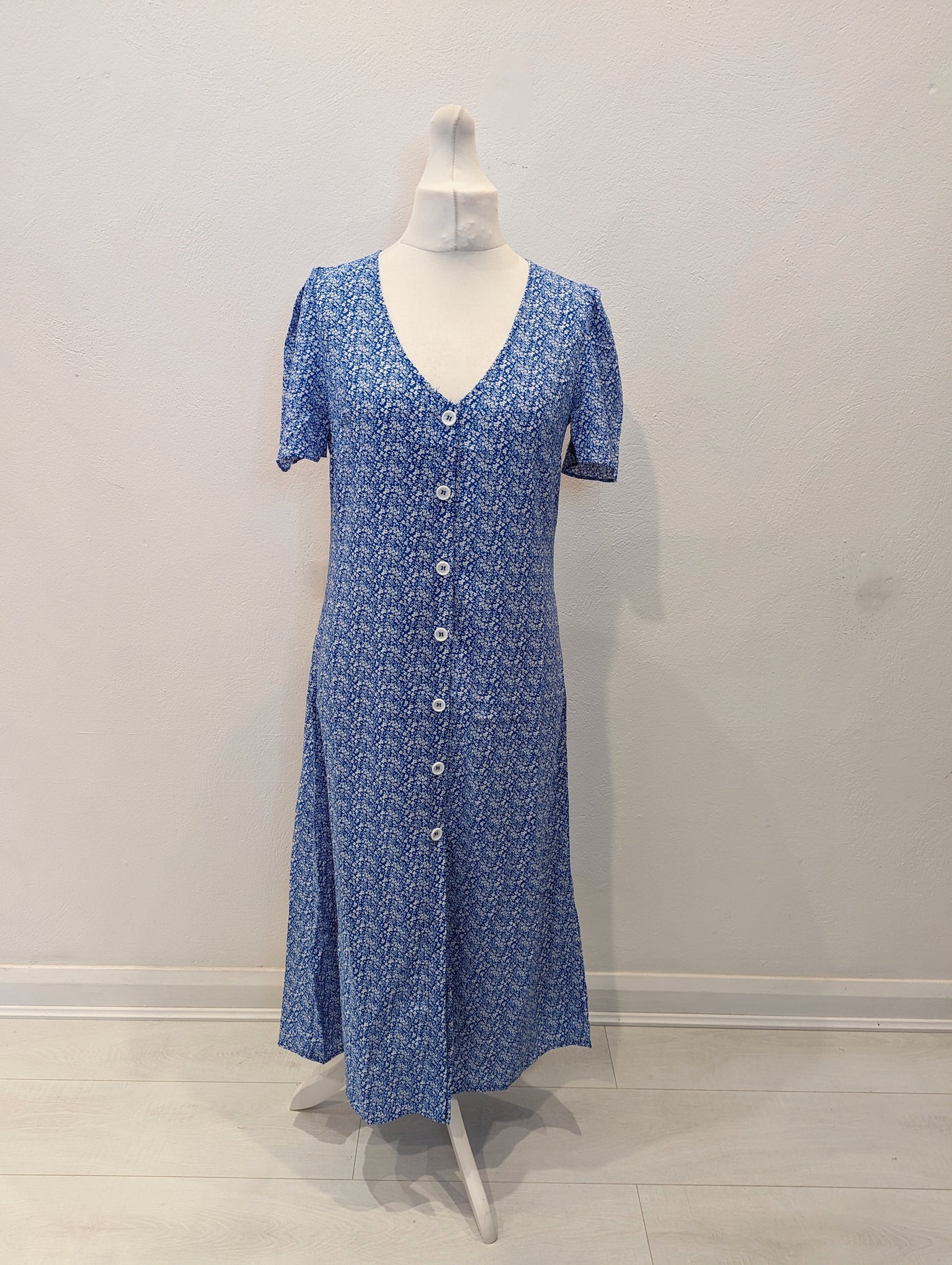Lovie & Co Blue Ditsy Print Dress L  RRP £29.99