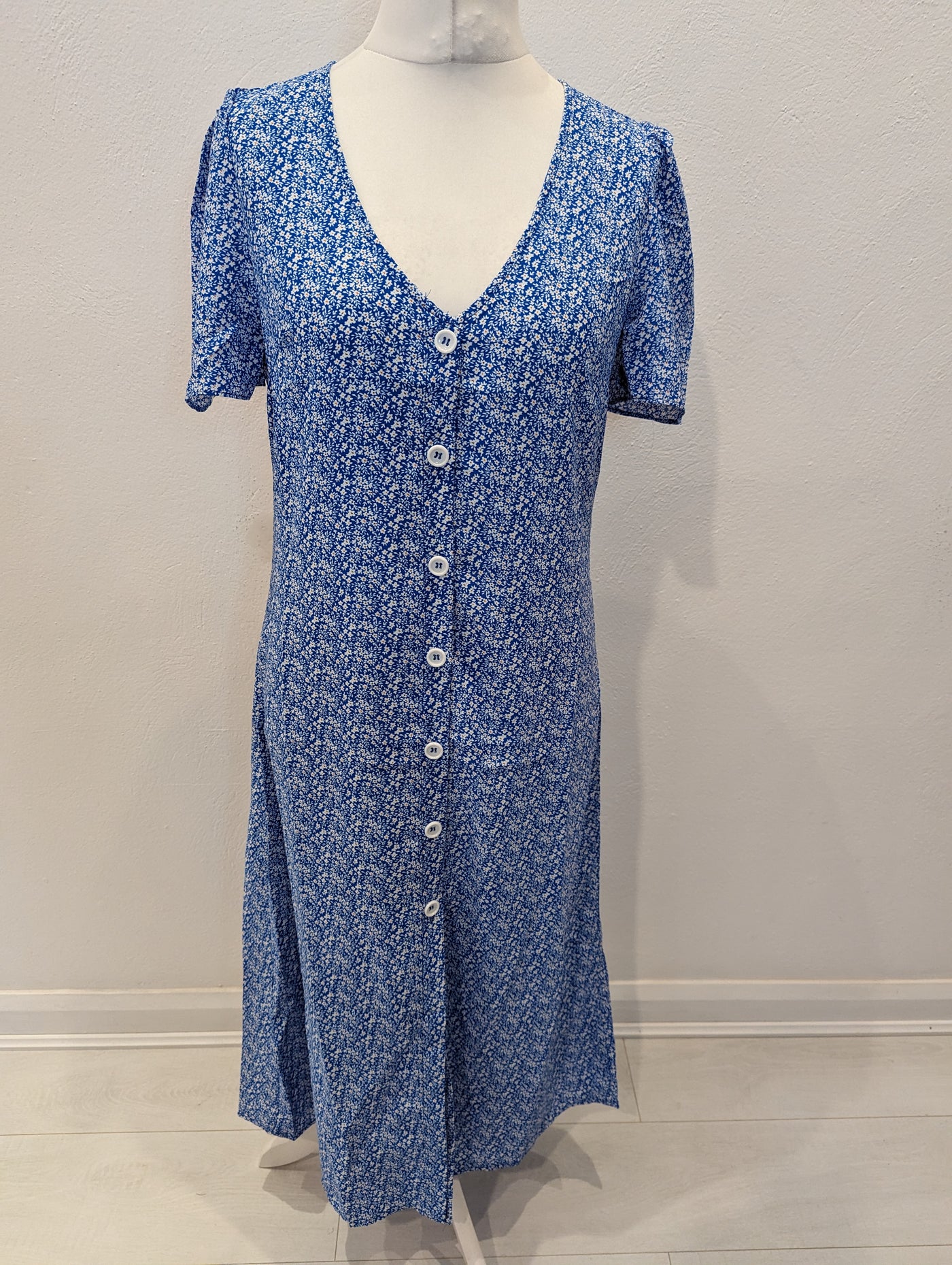 Lovie & Co Blue Ditsy Print Dress L  RRP £29.99
