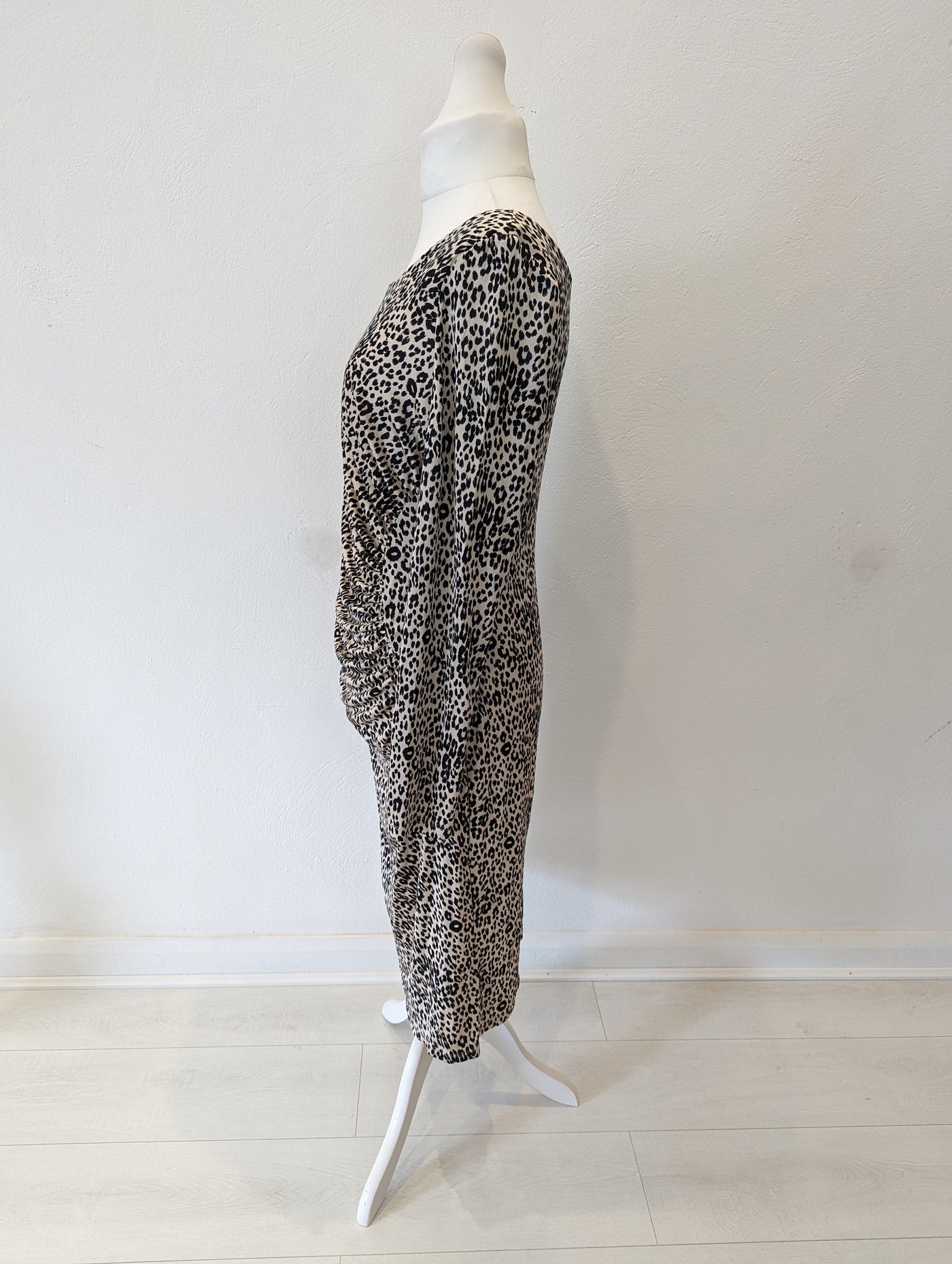 LK Bennett Leopard Ruched Silk dress 14