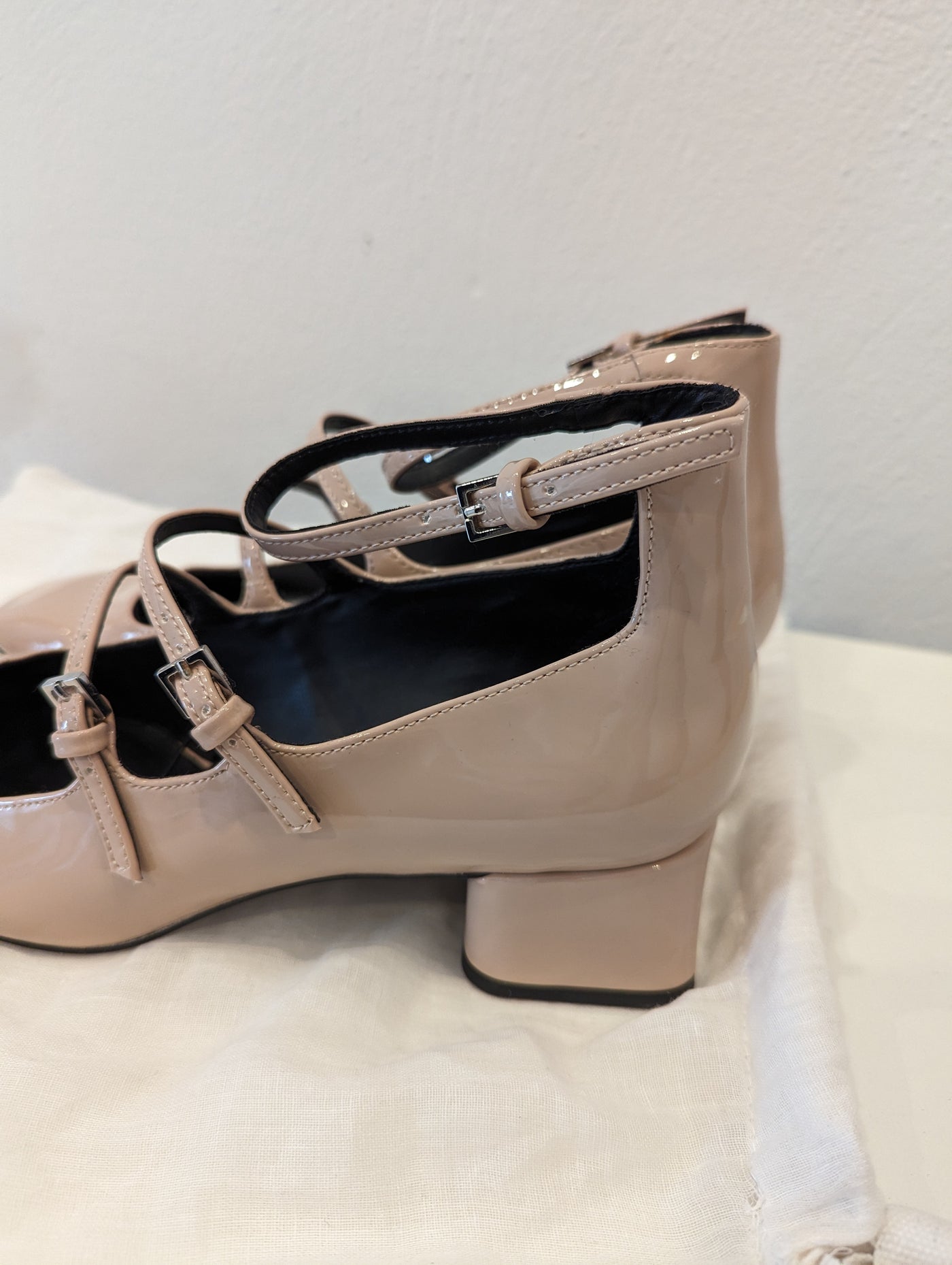 Zara Nude Patent Block Heel Size 5 New RRP £50