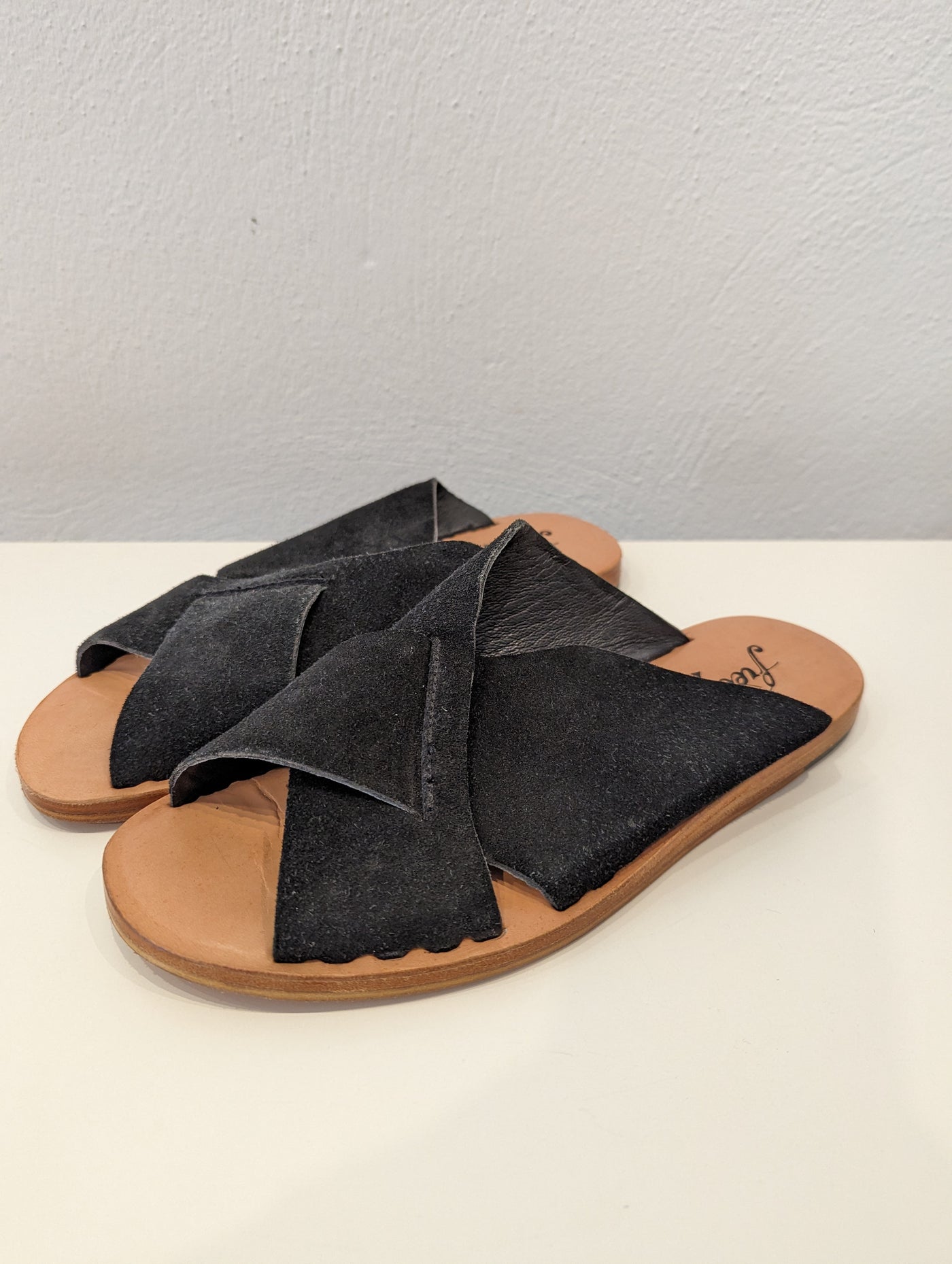 Free People Black Suede Slide Size 5