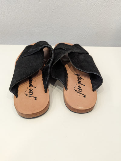 Free People Black Suede Slide Size 5