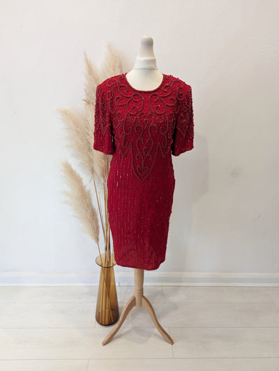 Mona’ Fashions red sequin cocktail dress - Size 8-10