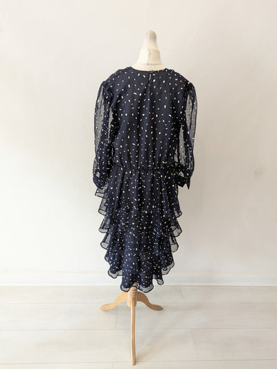 Yessica’ tiered navy spot cocktail dress - Size 12/14