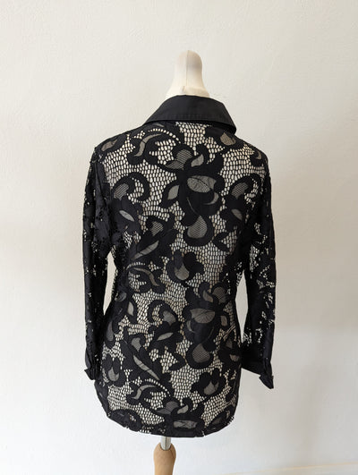 Anne Fontaine Black Lace shirt 14 (small fitting)