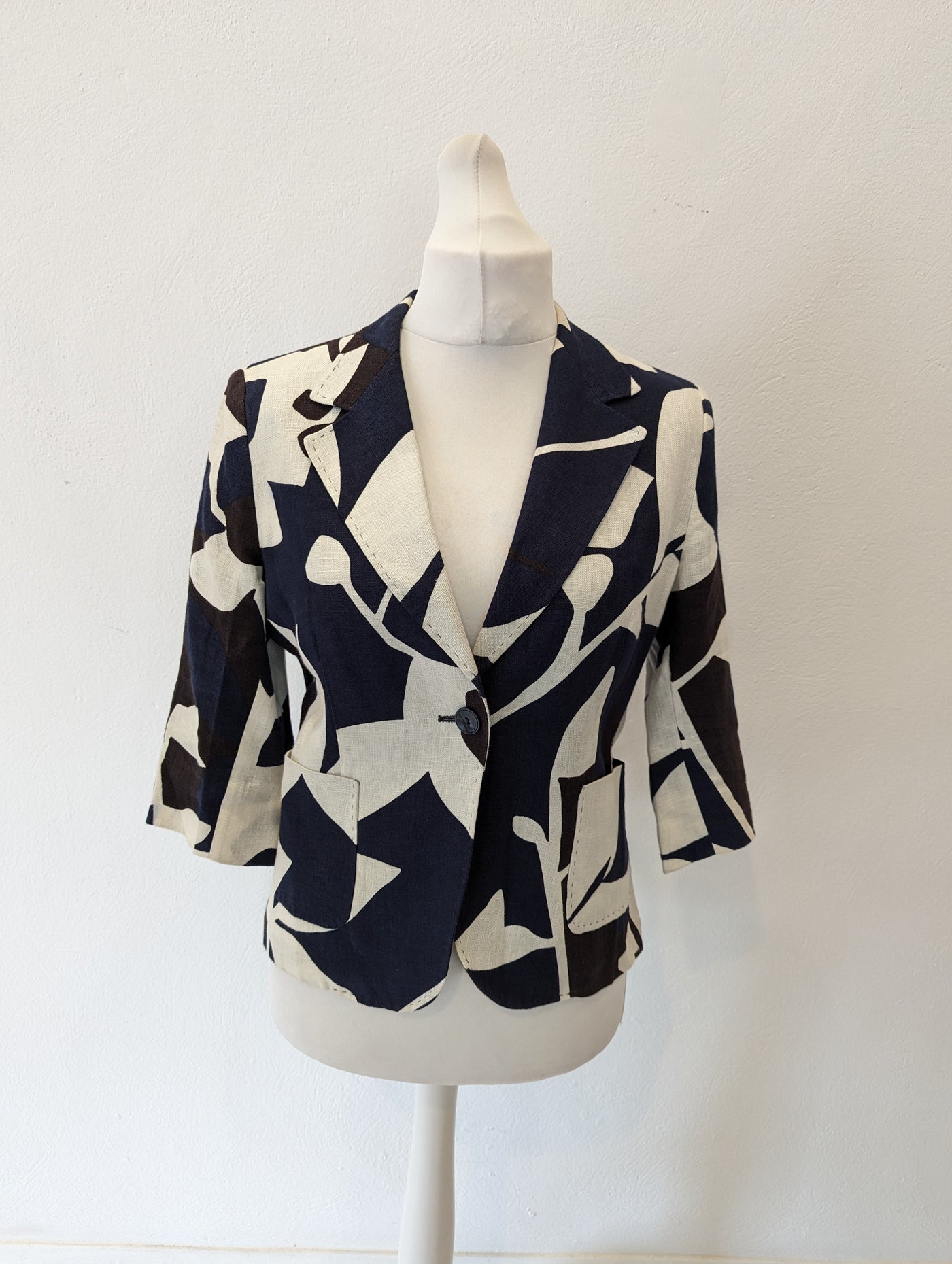 Max Mara Navy print Linen Jacket 14