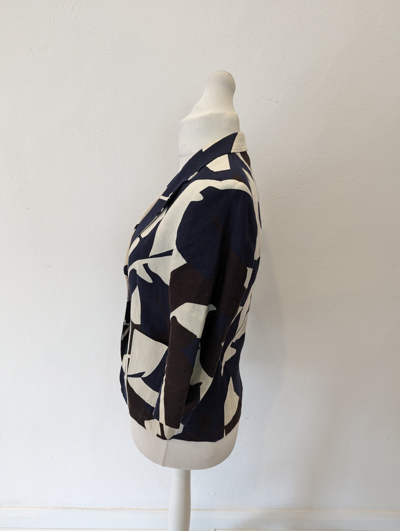 Max Mara Navy print Linen Jacket 14