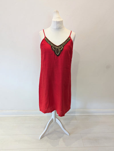 Island Shop Red Linen Dress 14