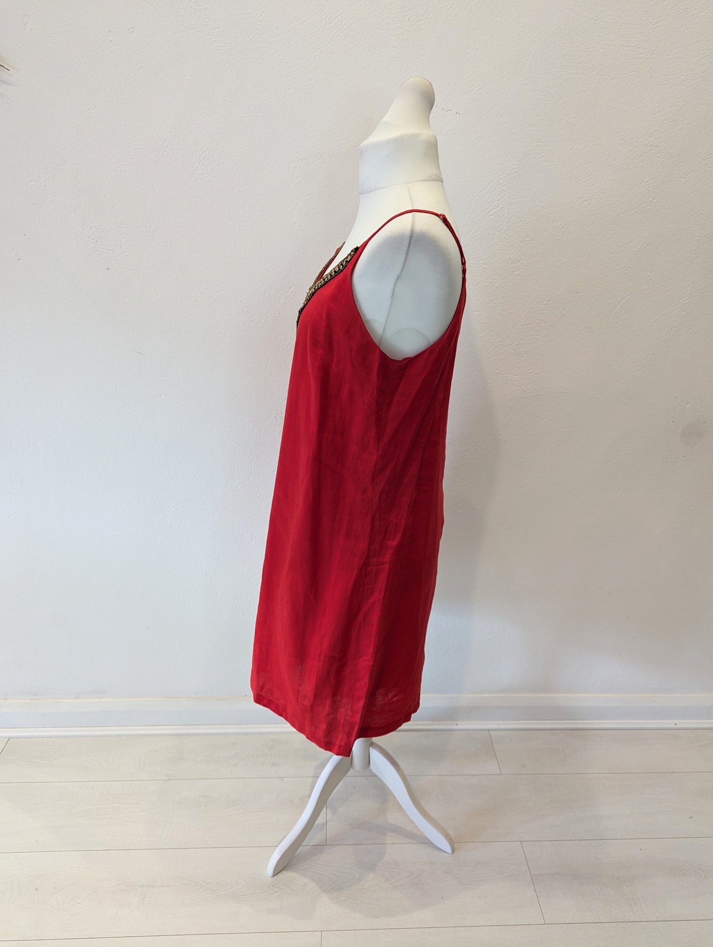 Island Shop Red Linen Dress 14