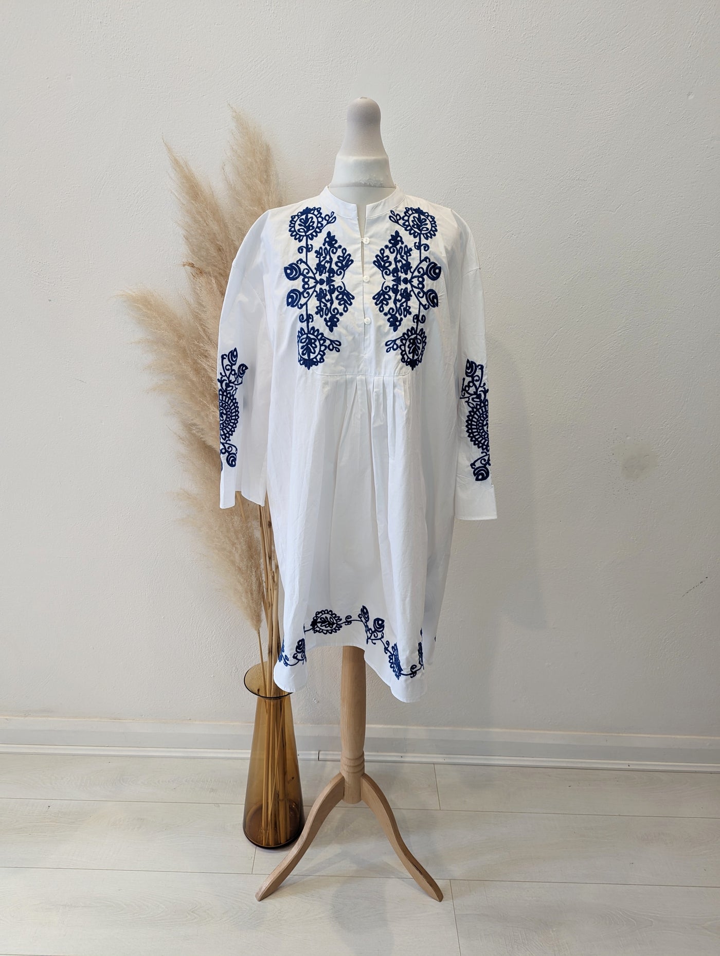 Zara White Blue Print Dress XS RRP £29.99