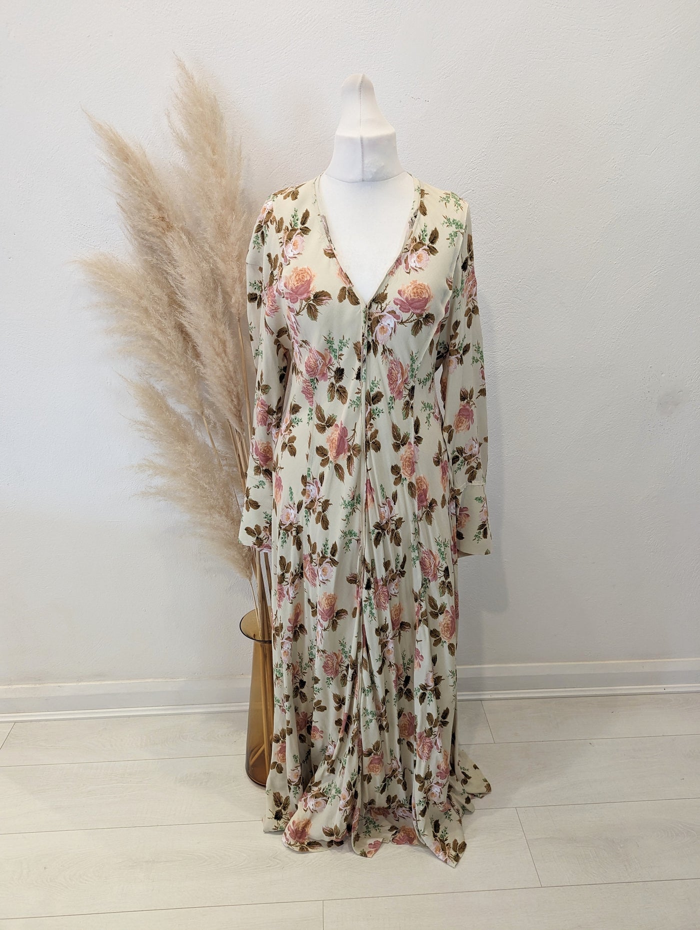 Zara Cream Floral Maxi Dress L RRP £59.99 – The Wardrobe