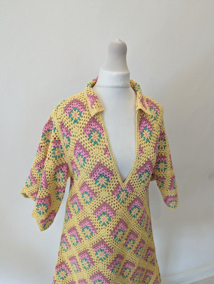 zara multicolored crochet dress CROCHET KNIT DRESS - Multicoloured