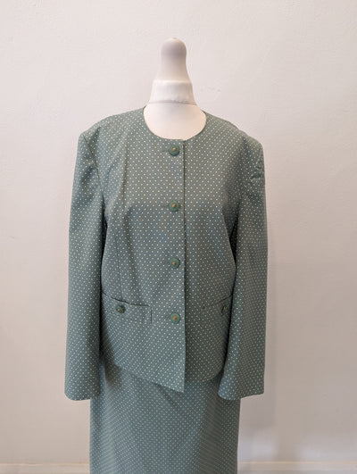 1980s Two Piece Light Green and White dots from Debenhams 14