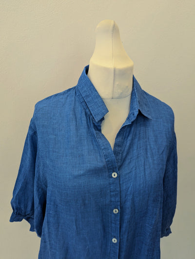 Worthier The Label Blue Linen Overshirt Size M/L