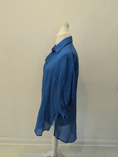 Worthier The Label Blue Linen Overshirt Size M/L