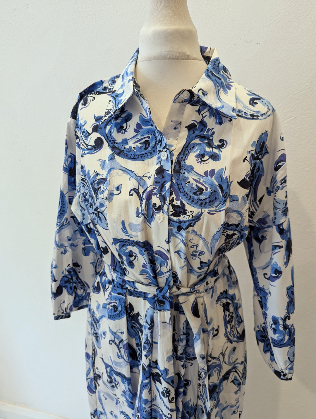zara blue and white shirt dress
