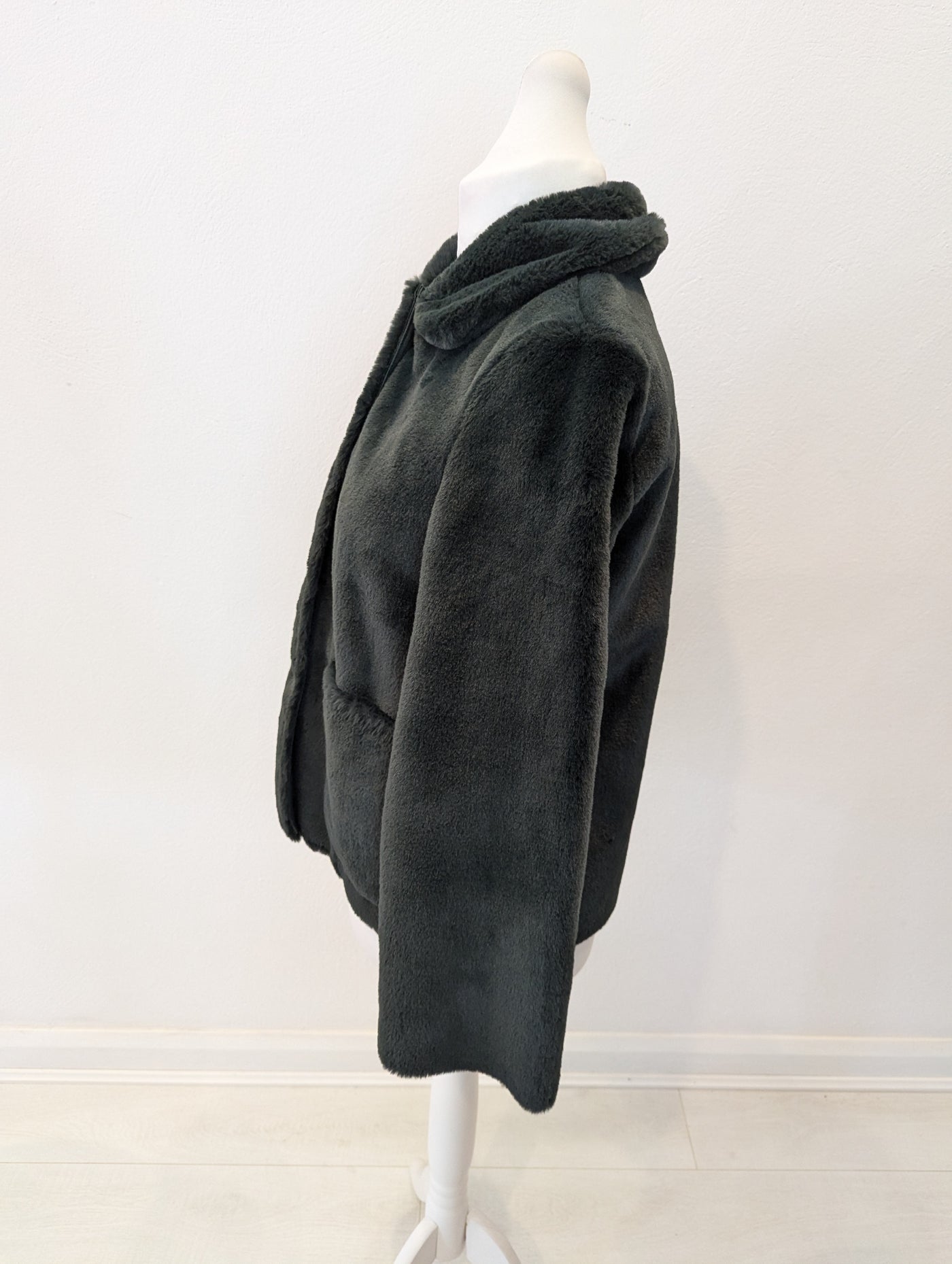 Jigsaw Green Faux Fur Jacket M