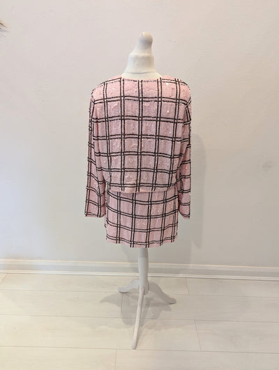 River Island Pink Check Sequin Suit 14-16