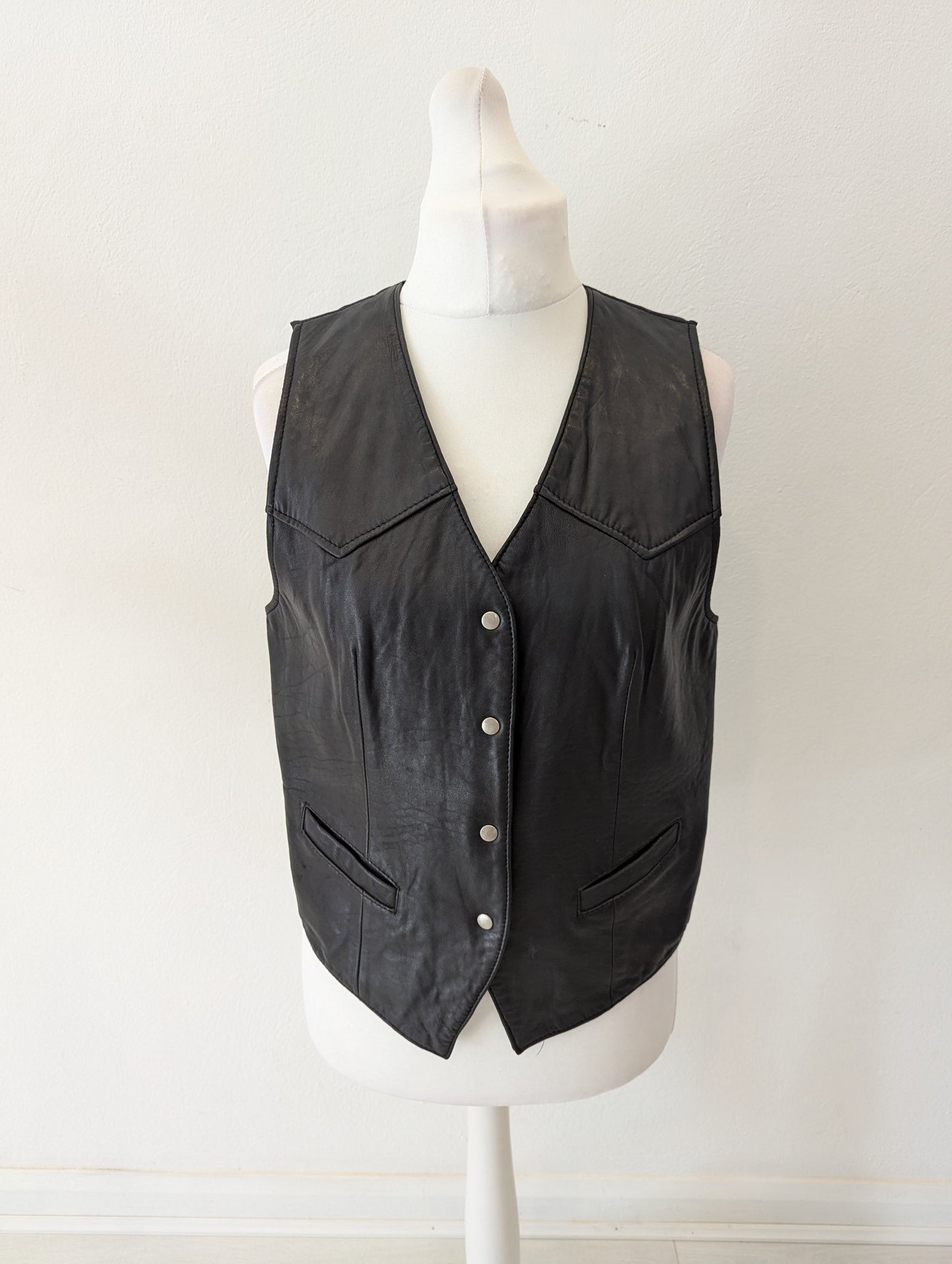 Gap Black Leather Waistcoat M