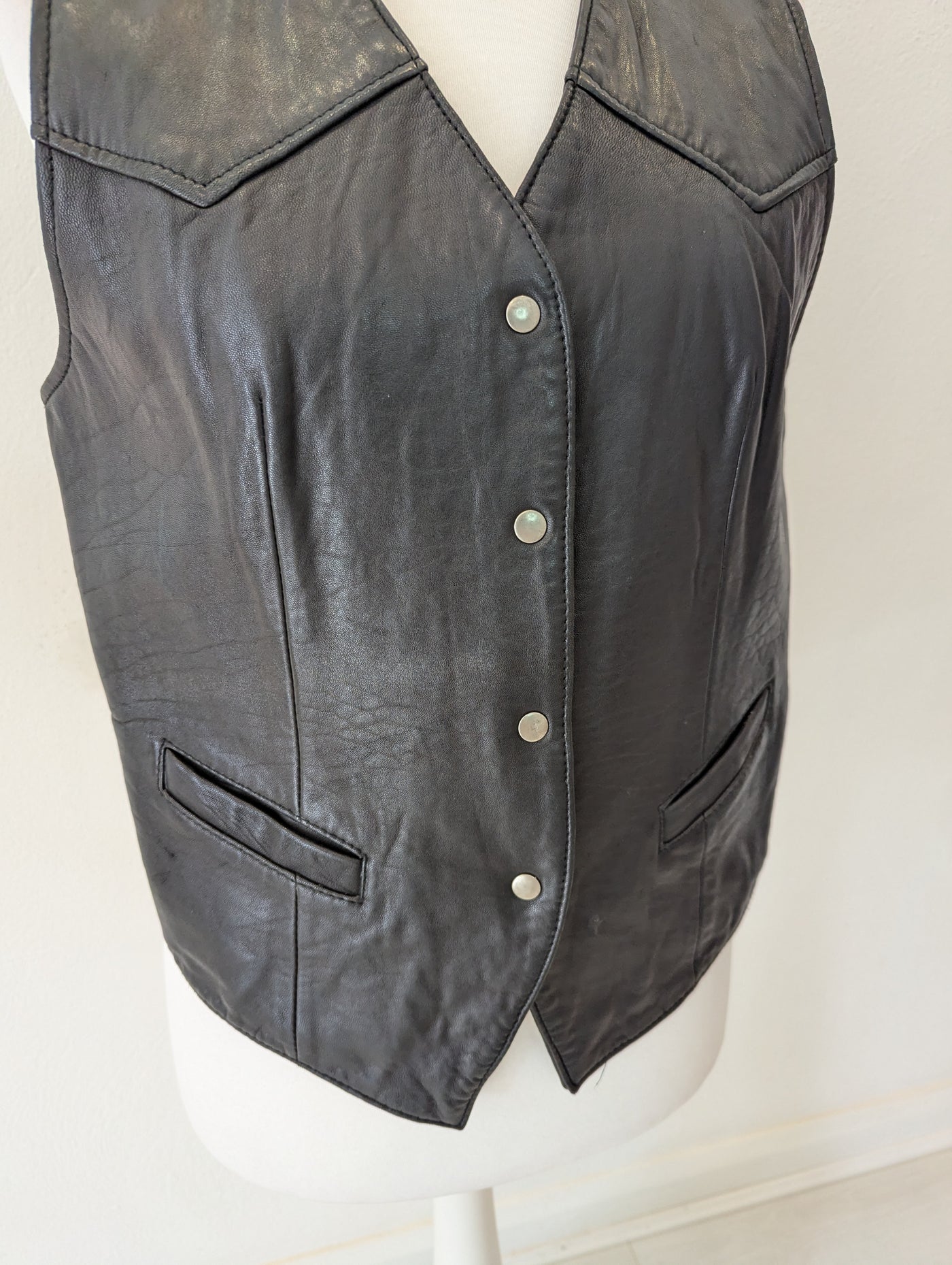 Gap Black Leather Waistcoat M