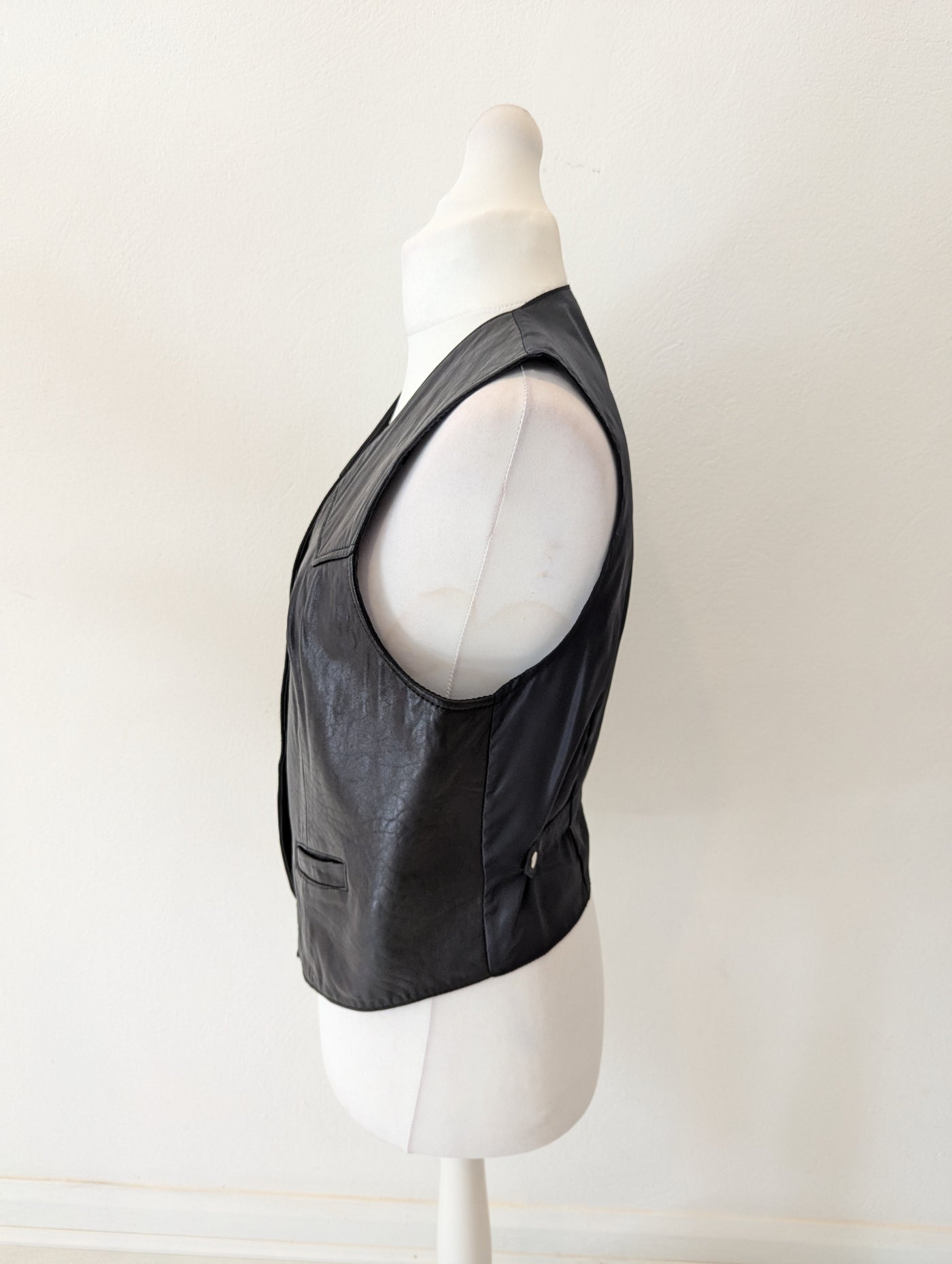 Gap Black Leather Waistcoat M