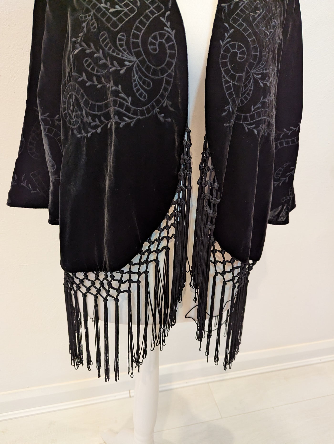 Per Una Black Velour fringe Jacket 14