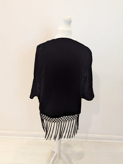 Per Una Black Velour fringe Jacket 14