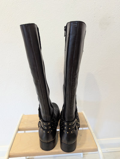 Nine West Black Leather Knee Boot Size 5.5