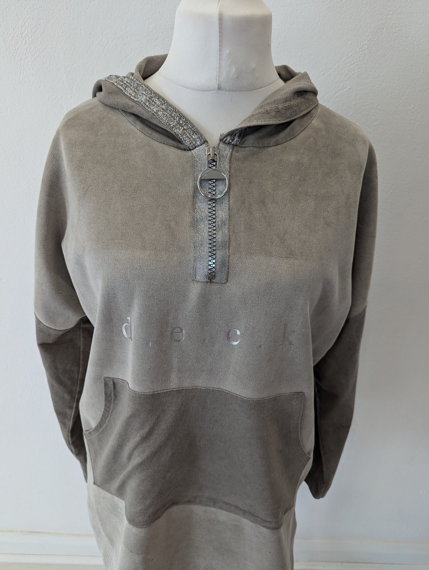 Deck Taupe Velour Hoodie Size M/L