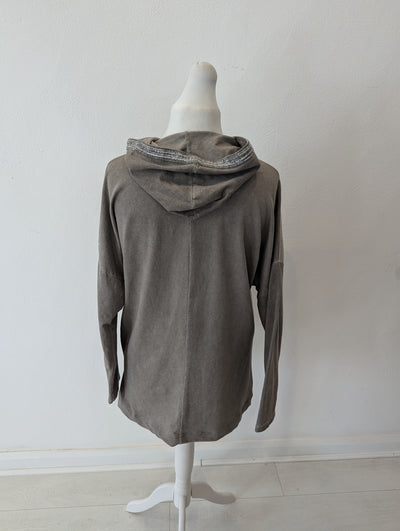 Deck Taupe Velour Hoodie Size M/L