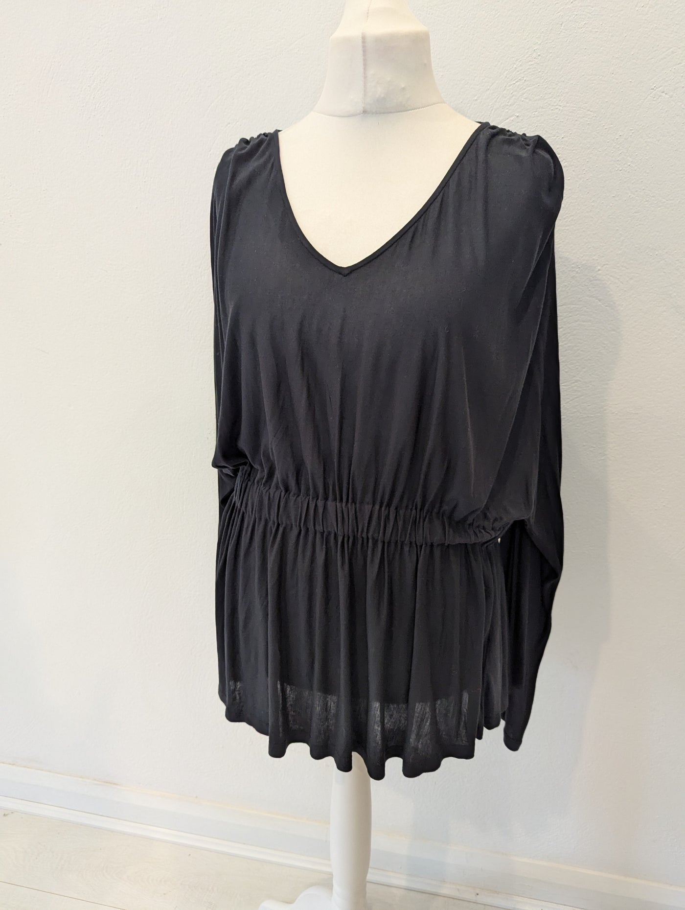 Jaeger Black V Neck Top Large NWT RRP £75