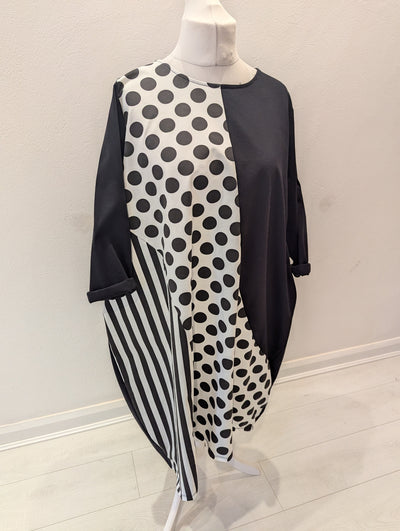 Italian Style Black Spot Dress XL