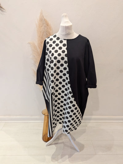 Italian Style Black Spot Dress XL