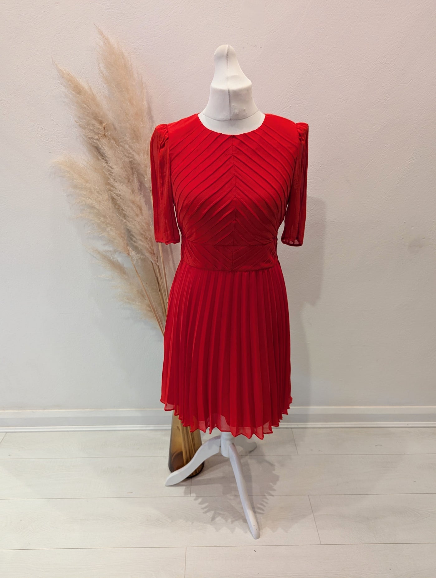 Karen Millen Red Pleated Dress 14