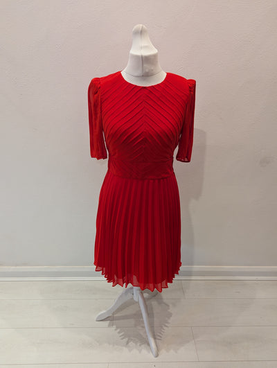 Karen Millen Red Pleated Dress 14