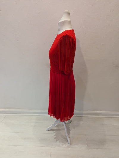 Karen Millen Red Pleated Dress 14