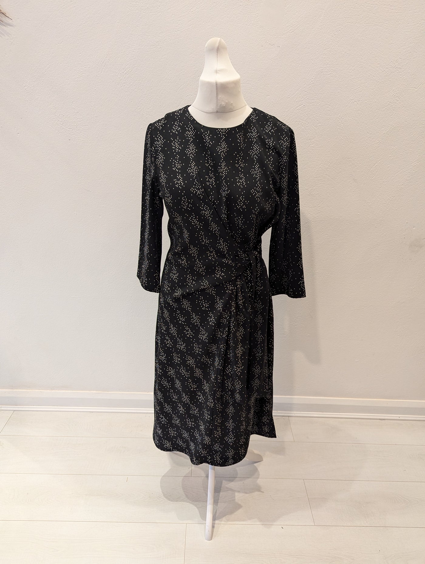 Warehouse Black white dot dress 14