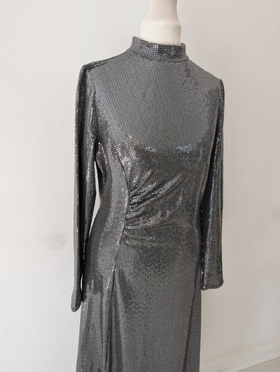 M&S Collection Silver Squin Dress 10 NWT