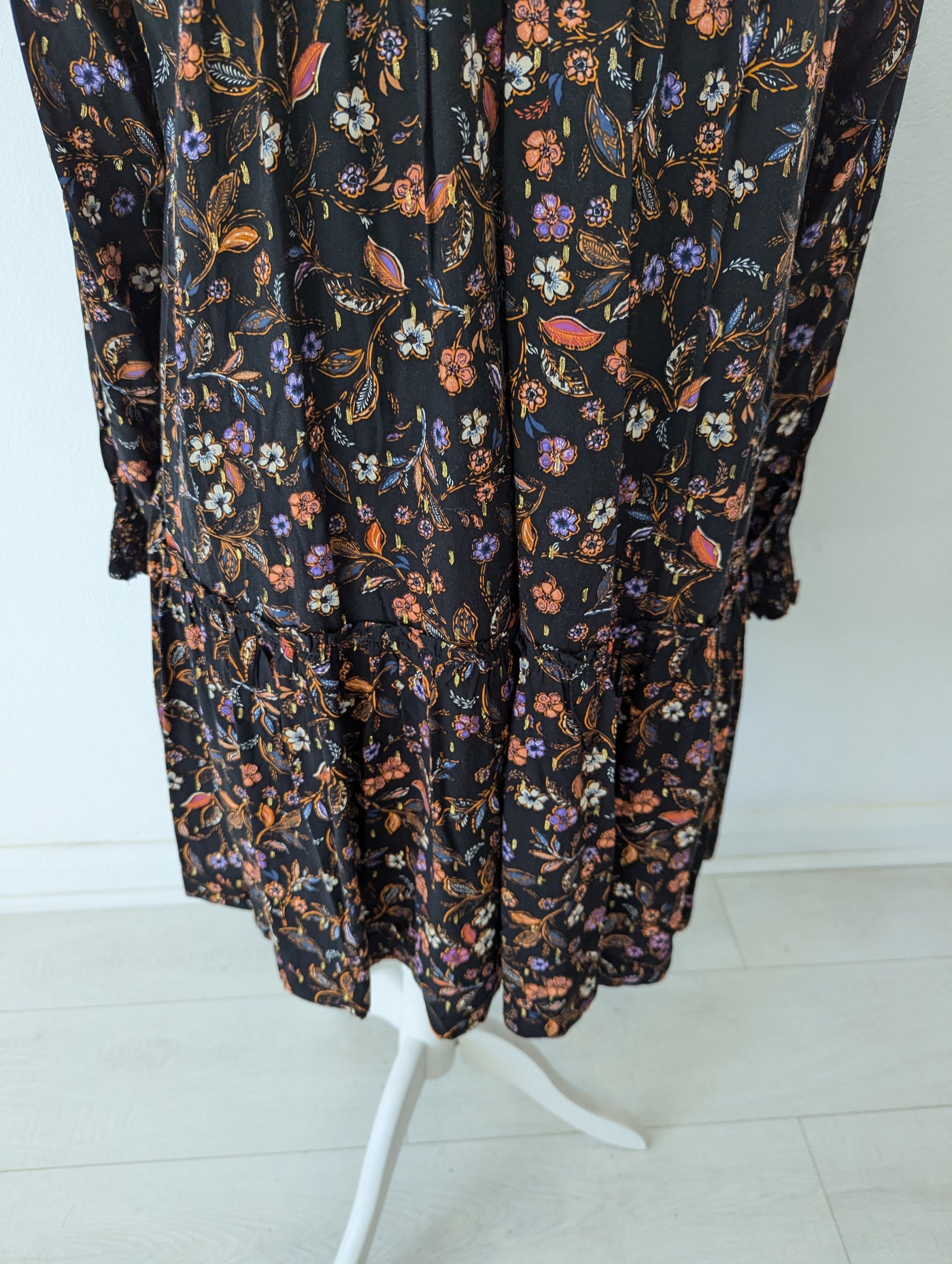 Oliver Bonas Black Floral Smock Dress 10