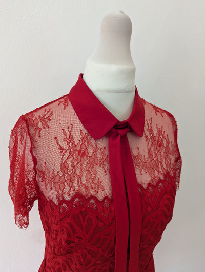 Sandro Red Lace Dress 1