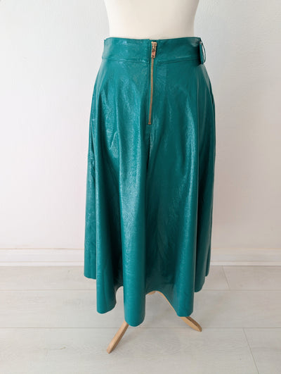 Topshop Green Patent Skirt 8