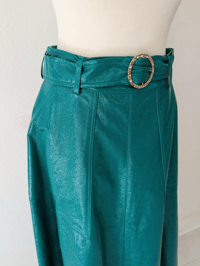 Topshop Green Patent Skirt 8