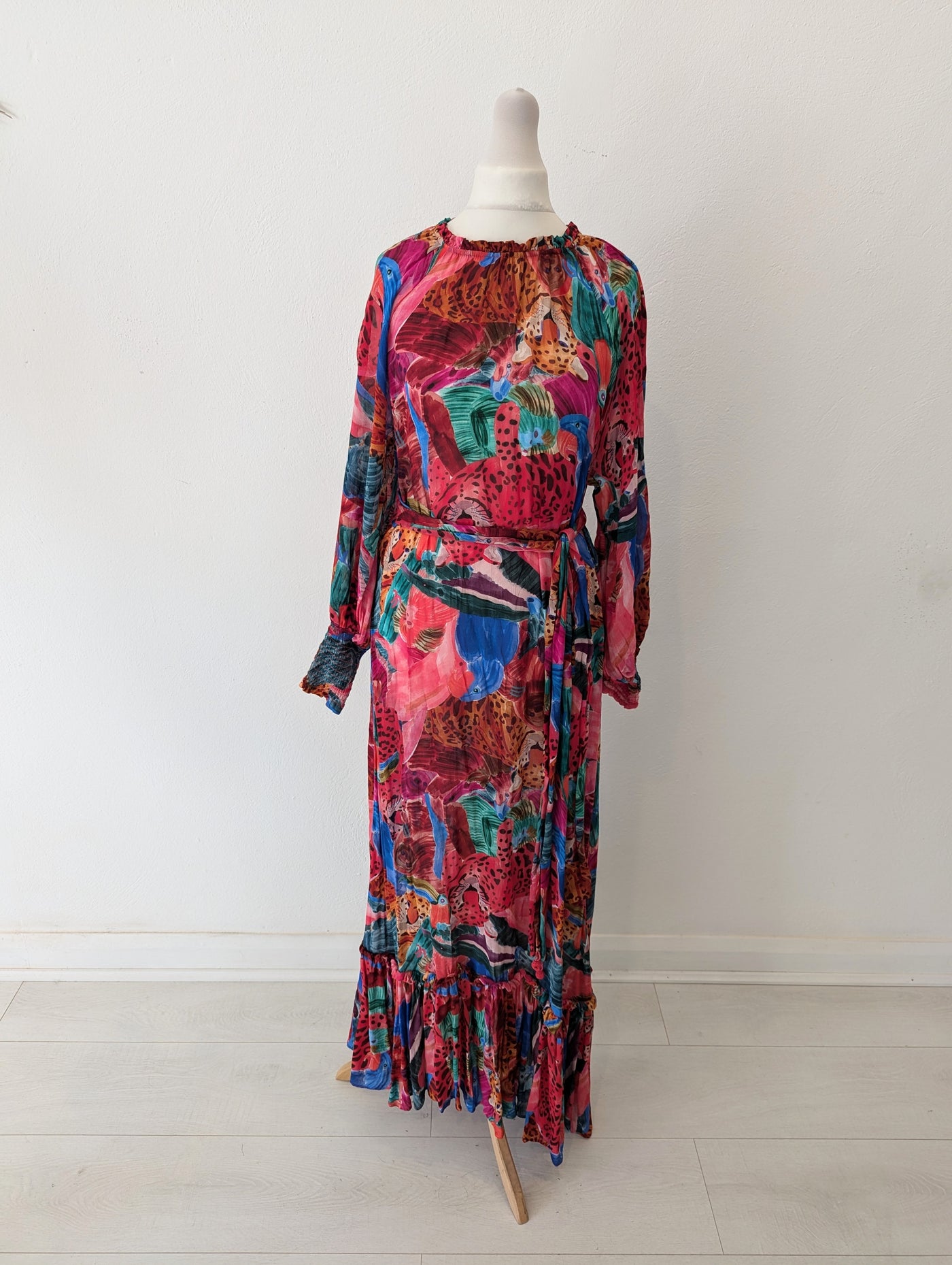 Farm Red Multi Maxi Dress XS