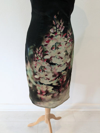 Dizingof  100% Green Floral dress 8